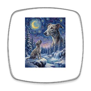 Howling to the Moon Meme Hund Windhund - Viereckiger Kühlschrankmagnet - Weiß - Vorne
