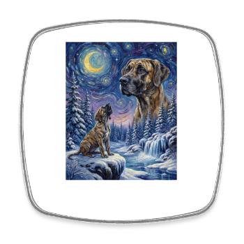Hurler au chien mème de la Lune Grand Danois - Magnet carré - blanc - Devant