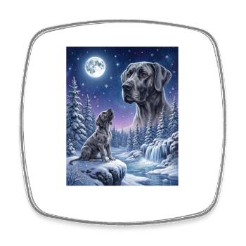 Hurler au chien mème de la Lune Grand Danois - Magnet carré - blanc - Devant