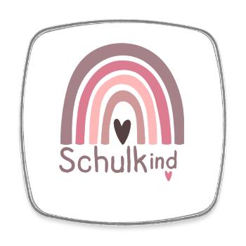 Schulkind Regenbogen Herz Design - Viereckiger Kühlschrankmagnet - Weiß - Vorne