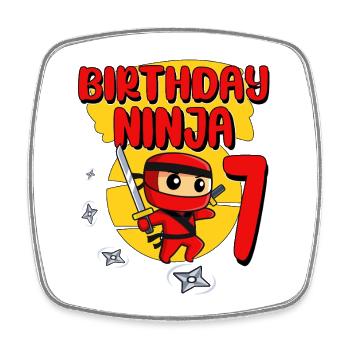 Cadeau d’anniversaire pour la fête d’anniversaire de Ninja Ninja de 7 ans - Magnet carré - blanc - Devant