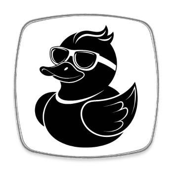 Canard en caoutchouc avec lunettes de soleil - Magnet carré - blanc - Devant