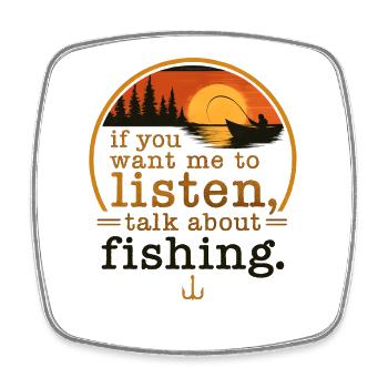 Un pêcheur qui dit de l’humour de pêche Idée cadeau de pêche - Magnet carré - blanc - Devant