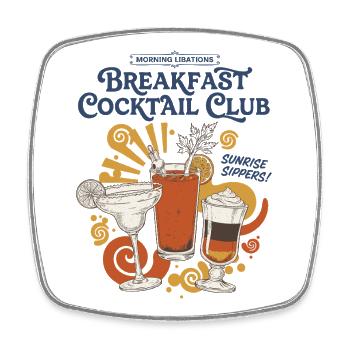 Petit-déjeuner Cocktail Club Brunch Sunrise Sippers - Magnet carré - blanc - Devant