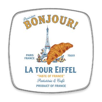 Breakfast Funny Brunch Coffee Bonjour La Tour - Square fridge magnet - white - Front