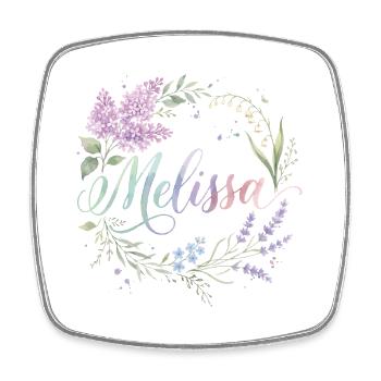 La couronne florale de Melissa - Magnet carré - blanc - Devant