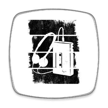 Lecteur de cassettes - Magnet carré - blanc - Devant