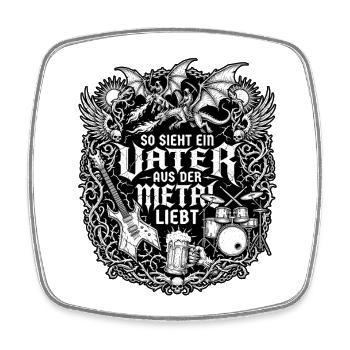 Familien Vater Metal Head - Viereckiger Kühlschrankmagnet - Weiß - Vorne