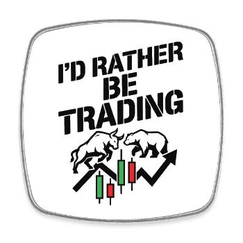 Je préférerais être dans le trading | Trader en actions crypto - Magnet carré - blanc - Devant