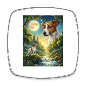 Howling to the Moon Hund Jack Russell Terrier - Viereckiger Kühlschrankmagnet - Weiß - Vorne
