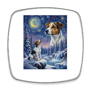 Howling to the Moon Hund Jack Russell Terrier - Viereckiger Kühlschrankmagnet - Weiß - Vorne