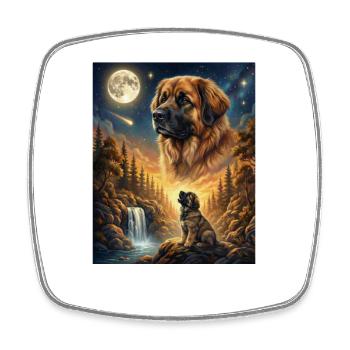 Howling to the Moon Meme Hund Leonberger - Viereckiger Kühlschrankmagnet - Weiß - Vorne