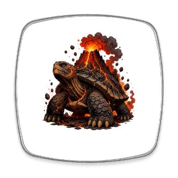 Vulkanische Lava-Schildkröte - Viereckiger Kühlschrankmagnet - Weiß - Vorne
