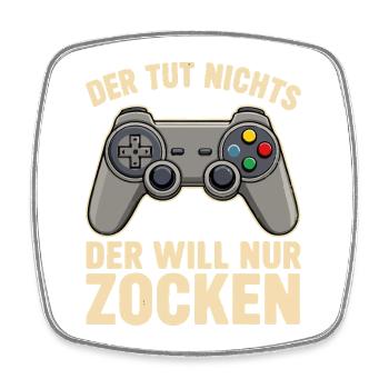 Der Will Nur Zocken Controller Spruch - Viereckiger Kühlschrankmagnet - Weiß - Vorne