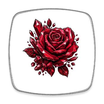 Geometrische Rote Rose Kristall - Viereckiger Kühlschrankmagnet - Weiß - Vorne