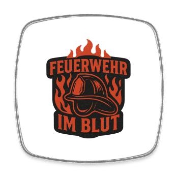 Feuerwehr Im Blut Emblem - Viereckiger Kühlschrankmagnet - Weiß - Vorne