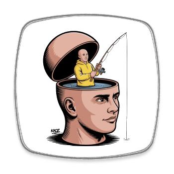 Mind Reel: Surrealer Fisher Within - Viereckiger Kühlschrankmagnet - Weiß - Vorne