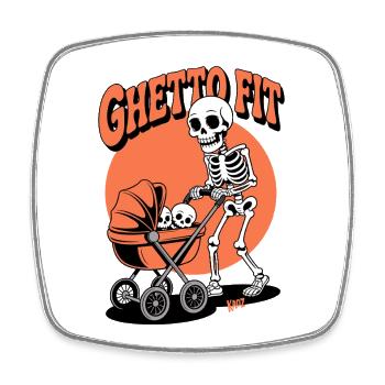 Ghetto Fit Skeleton Stroller - Square fridge magnet - white - Front