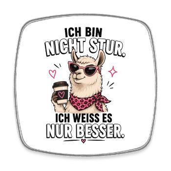 Lama Nicht Stur Shirt - Viereckiger Kühlschrankmagnet - Weiß - Vorne