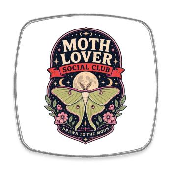 T-shirt papillon Lune Moon Moth Lover - Magnet carré - blanc - Devant
