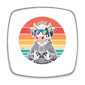 Cow Gamer - Magnet carré - blanc - Devant