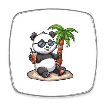 Panda Sommer Palme - Viereckiger Kühlschrankmagnet - Weiß - Vorne