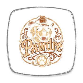 Pawdre Cowboy Dog Motif - Square fridge magnet - white - Front