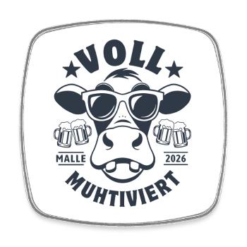 Malle 2026 - Voll muhtiviert - Urlaub & Saufen - Viereckiger Kühlschrankmagnet - Weiß - Vorne