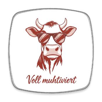 Voll Muhtviert Kuh mit Sonnenbrille - Viereckiger Kühlschrankmagnet - Weiß - Vorne