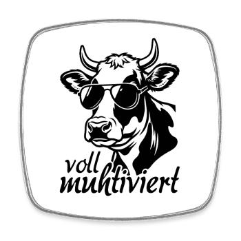 Voll Muhtviert Kuh mit Sonnenbrille - Viereckiger Kühlschrankmagnet - Weiß - Vorne