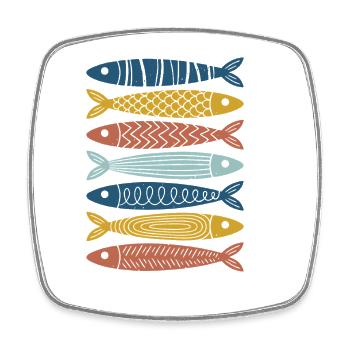 Bunte Fische Reihe Muster - Viereckiger Kühlschrankmagnet - Weiß - Vorne
