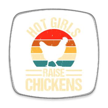 Farmer Rooster Flock Poultry Chicken - Viereckiger Kühlschrankmagnet - Weiß - Vorne