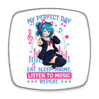 Anime et musique Chibi - Magnet carré - blanc - Devant