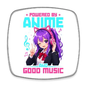 Anime et musique Chibi - Magnet carré - blanc - Devant