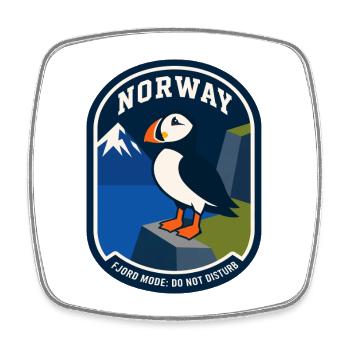 Patch du fjord de macareux de Norvège - Magnet carré - blanc - Devant
