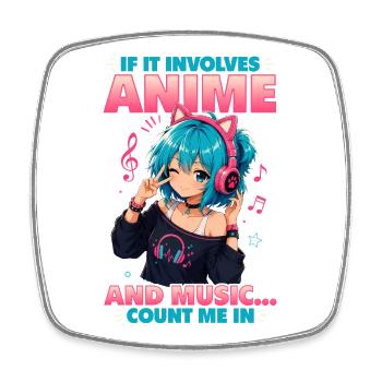 Anime et musique Chibi - Magnet carré - blanc - Devant