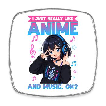 Anime et musique Chibi - Magnet carré - blanc - Devant