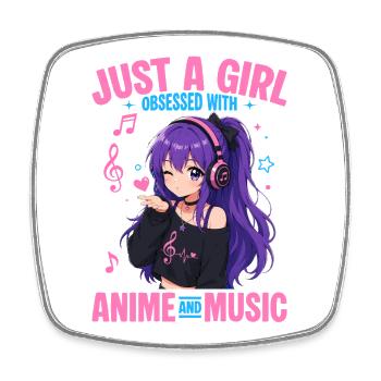 Anime et musique Chibi - Magnet carré - blanc - Devant