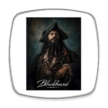 Capitaine Barbe Noire Look de pirate - Magnet carré - blanc - Devant