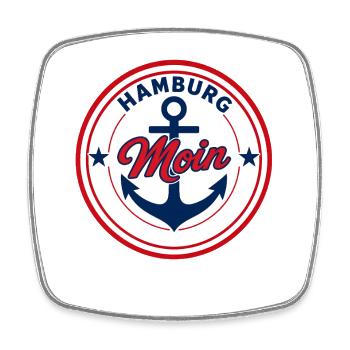Hamburg Moin Rundemblem Schiff Anker  - Viereckiger Kühlschrankmagnet - Weiß - Vorne