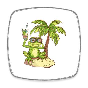 Vacances d’été de la grenouille - Magnet carré - blanc - Devant
