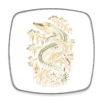 Sumpf Alligator - Viereckiger Kühlschrankmagnet - Weiß - Vorne