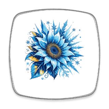 Eisblau Sonnenblume - Viereckiger Kühlschrankmagnet - Weiß - Vorne