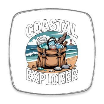 Explorateur côtier Sunset - Magnet carré - blanc - Devant