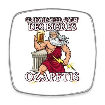 Griechischer Gott des Bieres Ozapftis Sauftour - Viereckiger Kühlschrankmagnet - Weiß - Vorne
