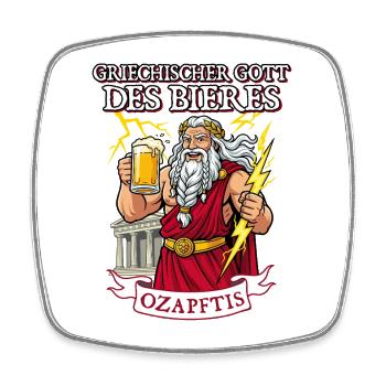 Griechischer Gott des Bieres Ozapftis Sauftour - Viereckiger Kühlschrankmagnet - Weiß - Vorne