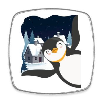 Pingouin mignon - Cadeau pour l’amoureux des manchots - Magnet carré - blanc - Devant