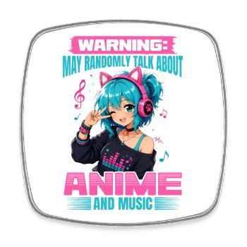 Anime et musique Chibi - Magnet carré - blanc - Devant
