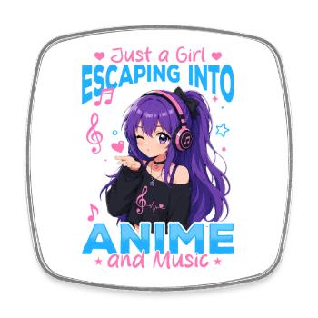 Anime et musique Chibi - Magnet carré - blanc - Devant