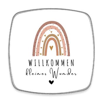 Willkommen kleines Wunder Regenbogen - Viereckiger Kühlschrankmagnet - Weiß - Vorne